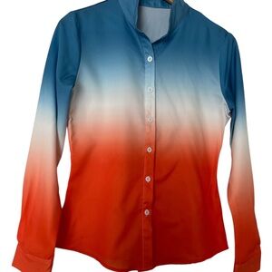 Chic Multicolor Button-Up Blouse Small